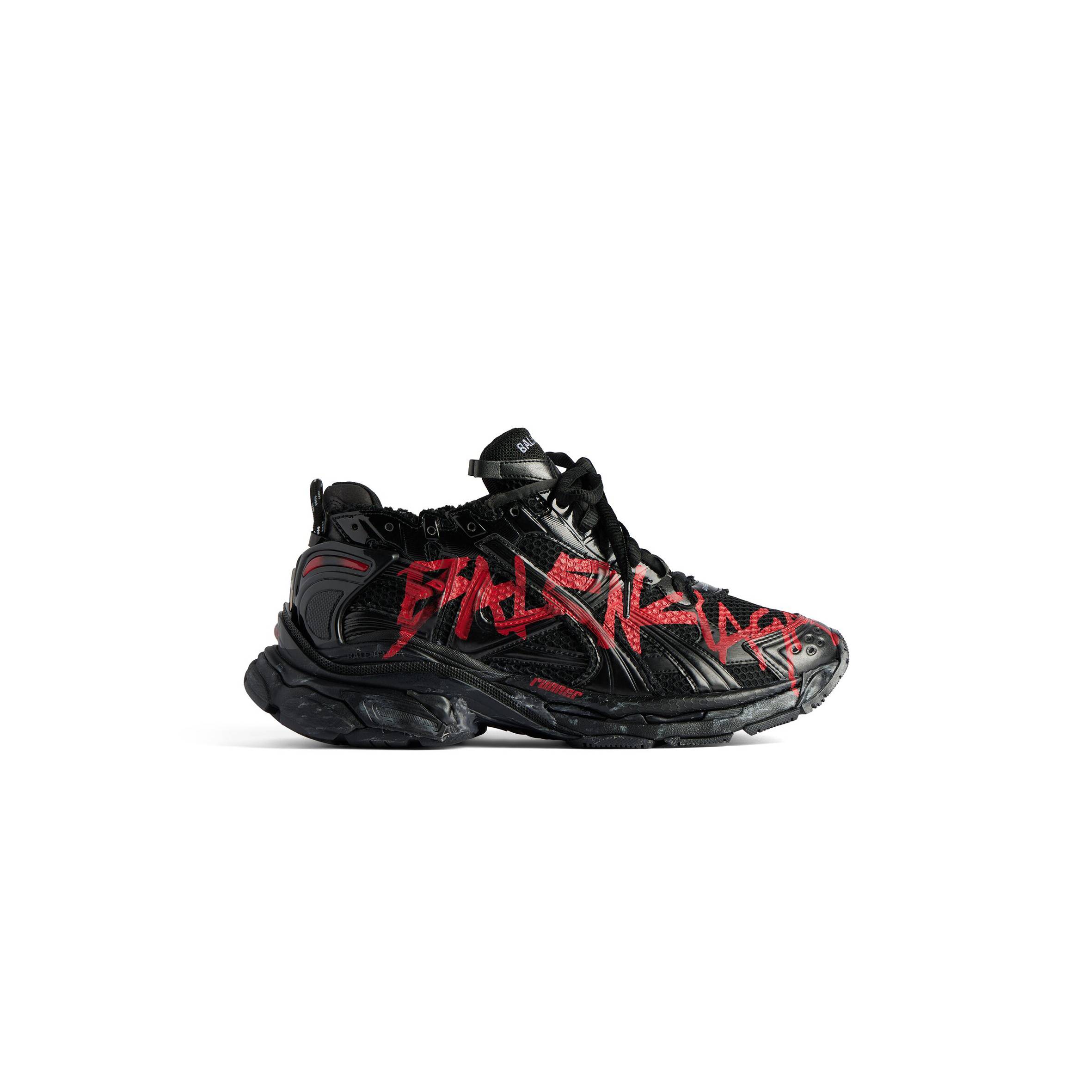 BALENCIAGA MEN'S RUNNER GRAFFITI SNEAKER IN BLACK BALENCIAGA MEN'S RUNNER GRAFFITI SNEAKER IN BLACK